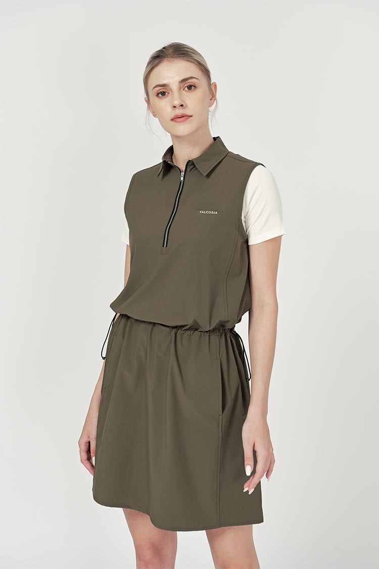 涼感背心洋裝-橄綠