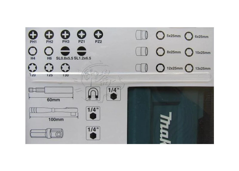＊中崙五金【附發票】MAKITA 牧田原廠 21件組 1/4" 2分棘輪 (Bit+套筒 手工具組) B-54081
