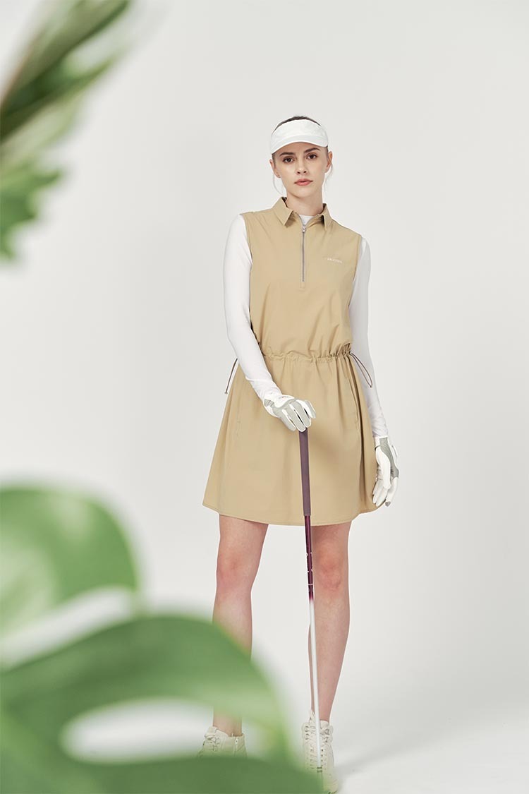 涼感背心洋裝-淺金