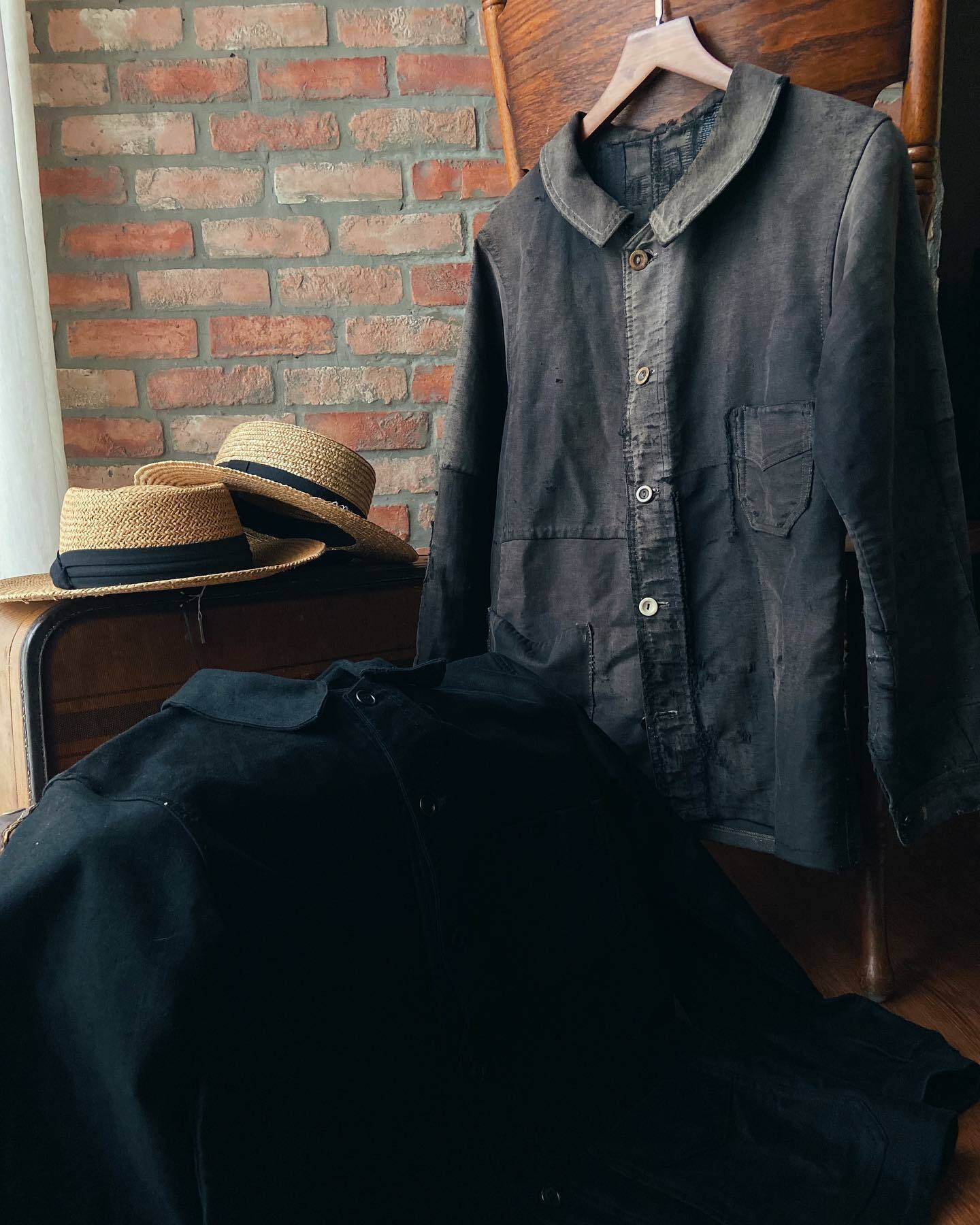 40s French black moleskin chore jacket  / 黑色moleskin法國工裝外套