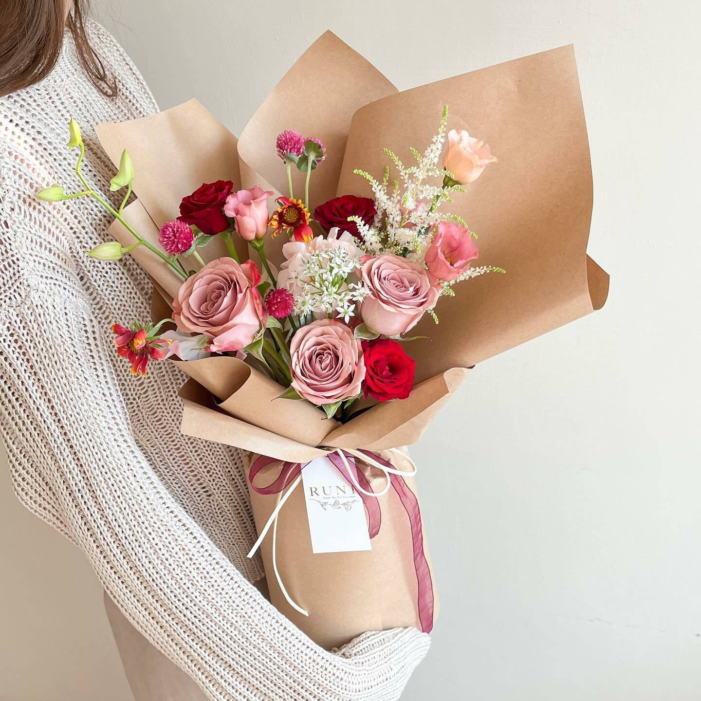 秋意漸濃-卡布奇諾綜合鮮花花束