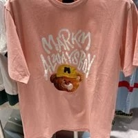 [S] MARK M BEAR FACE SHORT SLEEVE T-SHIRT,PINK, ME-IBC8876-PINK (SMKM26)