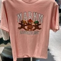 [S] MARK M BEAR FRIENDS GRAPHIC SHORT SLEEVE T-SHIRT,PINK, ME-IBC8878-PINK (SMKM27)
