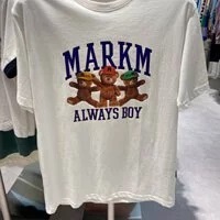 [S] MARK M BEAR FRIENDS GRAPHIC SHORT SLEEVE T-SHIRT, OFF WHITE, ME-IBC8877-OFF WHITE  [FINAL SALE] (SMKM28)