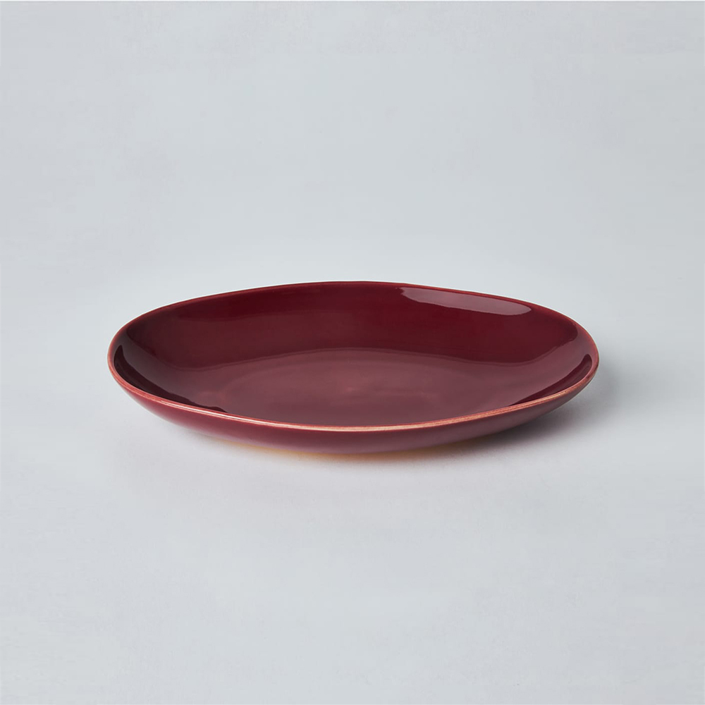 KOGA │ 陶質六角腰子盤 (協興紅)