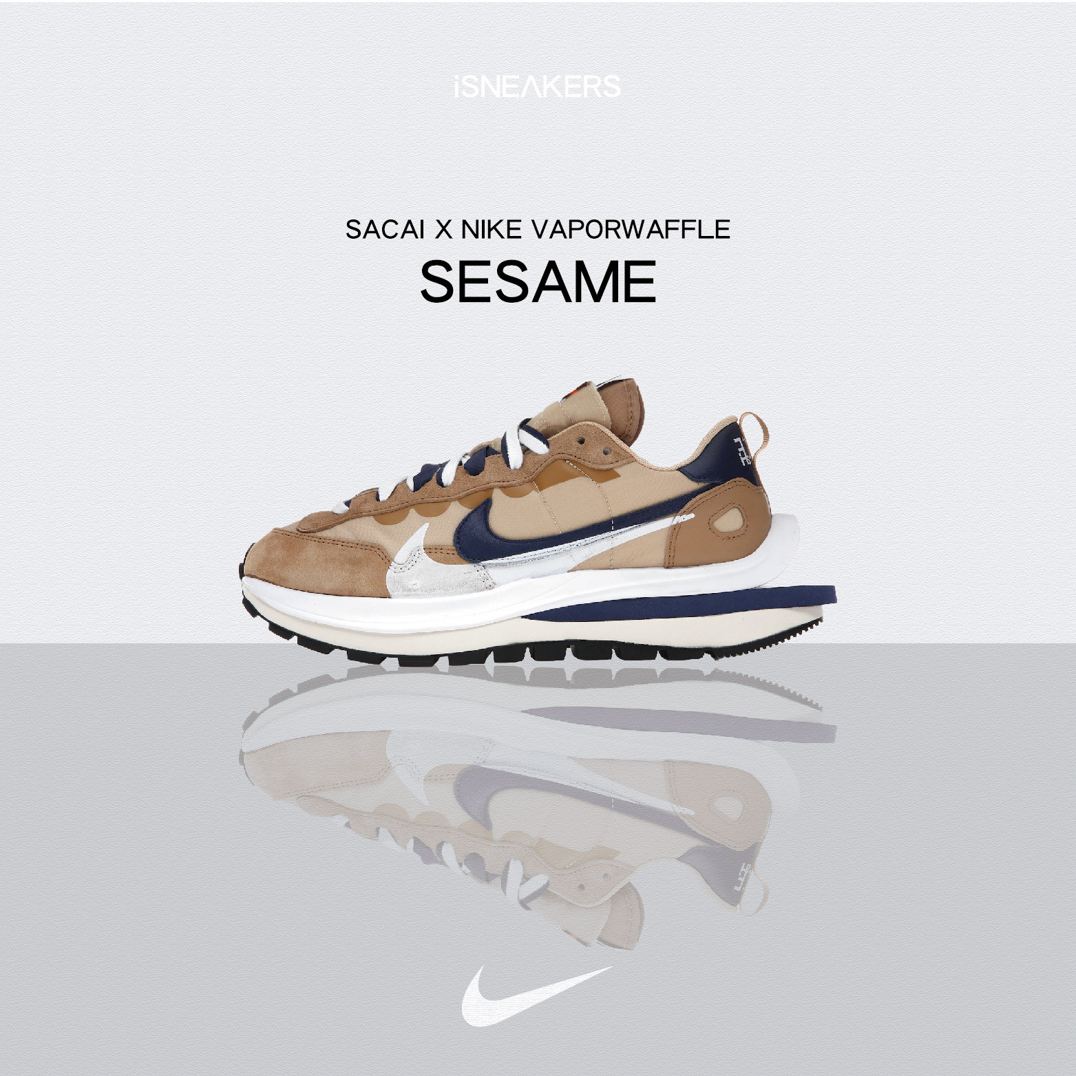 iSNEAKERS｜Sacai xNike Vaporwaffle "Sesame" 奶茶芝麻卡其色DD1875-200