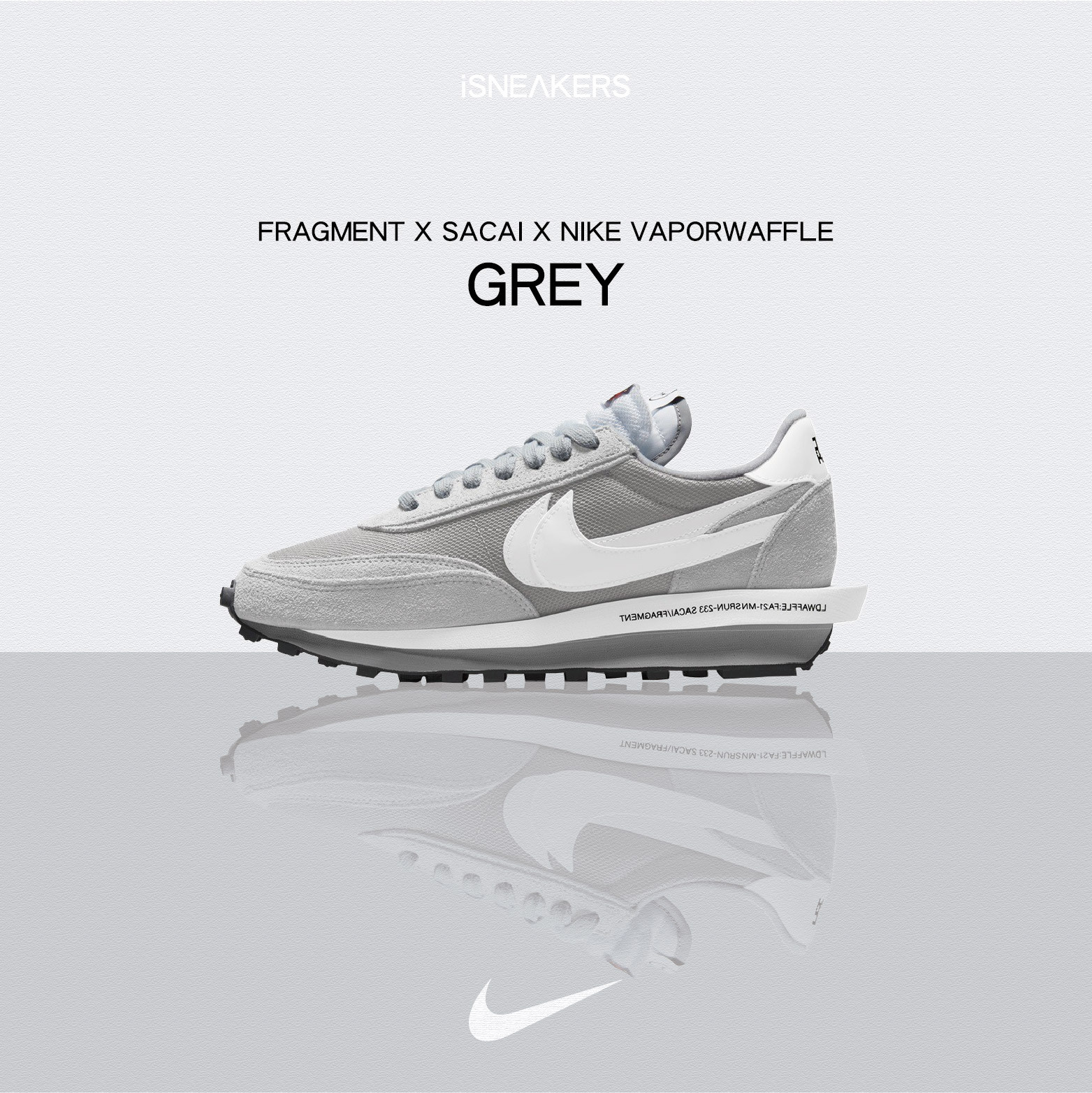 iSNEAKERS｜Sacai x Fragment x Nike LDwaffle "Grey" 閃電 藤原浩 解構 灰色 DH2684-001