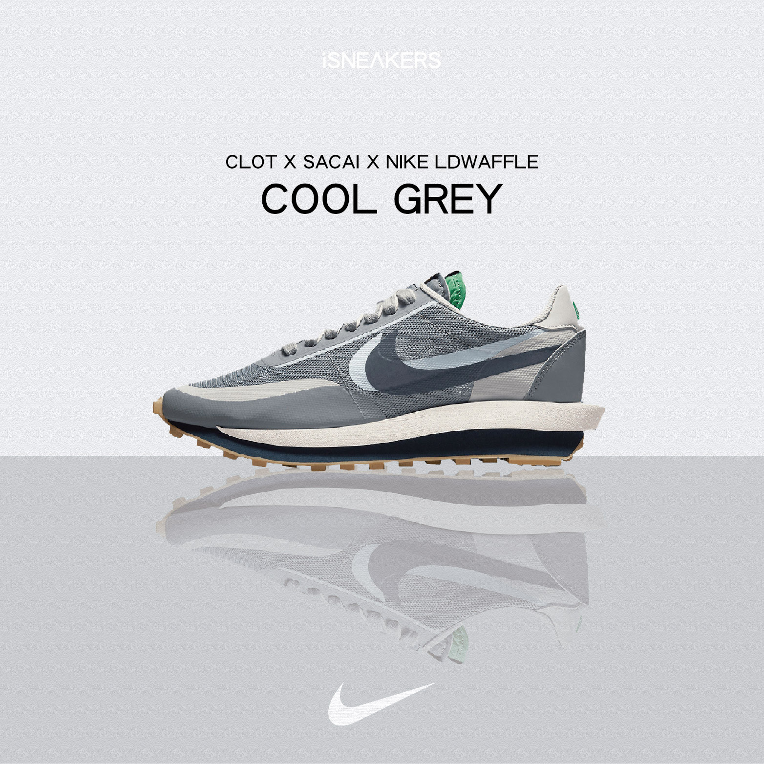 iSNEAKERS｜CLOT x Sacai x Nike LDWaffle "Cool Grey" 灰藍 DH3114-001