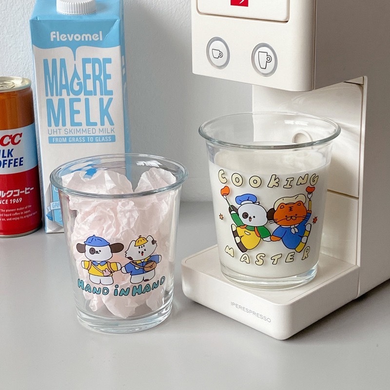 《1075》番茄小狗玻璃果汁杯400ml