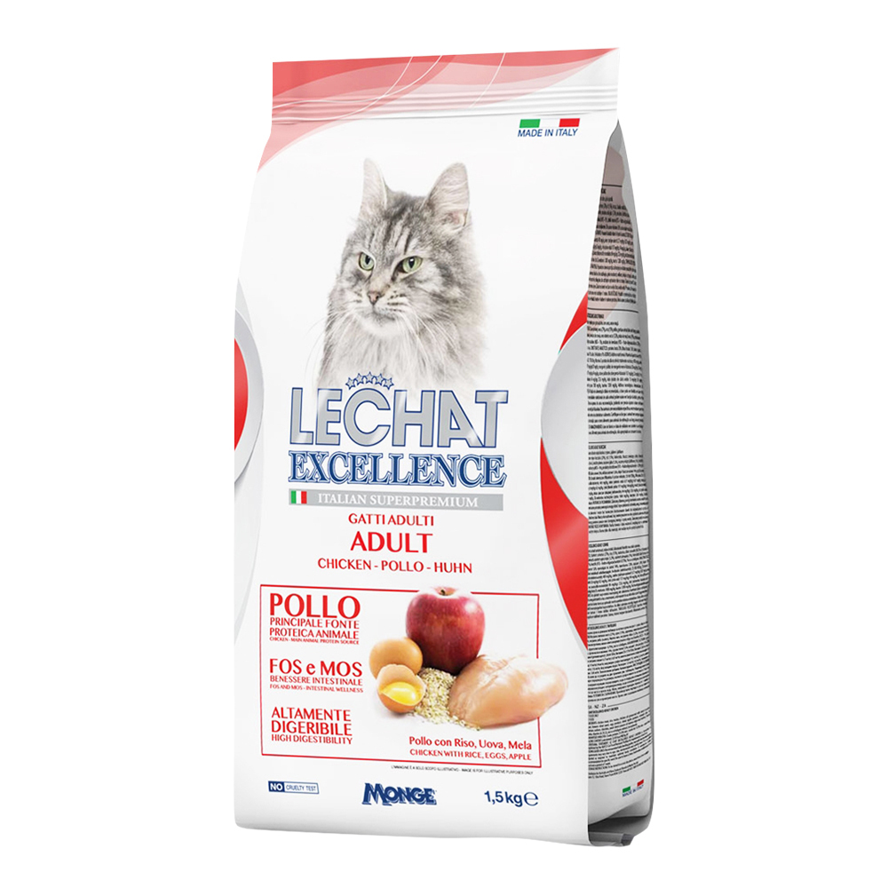 【Excellence卓越】LE呵護配方 成貓(雞肉+蘋果) 400g/1.5kg 義大利貓飼料貓糧