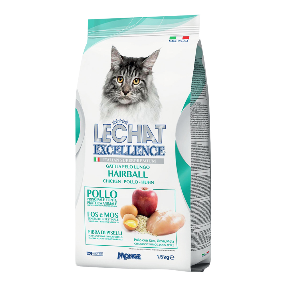 【Excellence卓越】LE呵護配方 化毛貓(雞肉+蘋果) 400g/1.5kg 義大利貓飼料貓糧