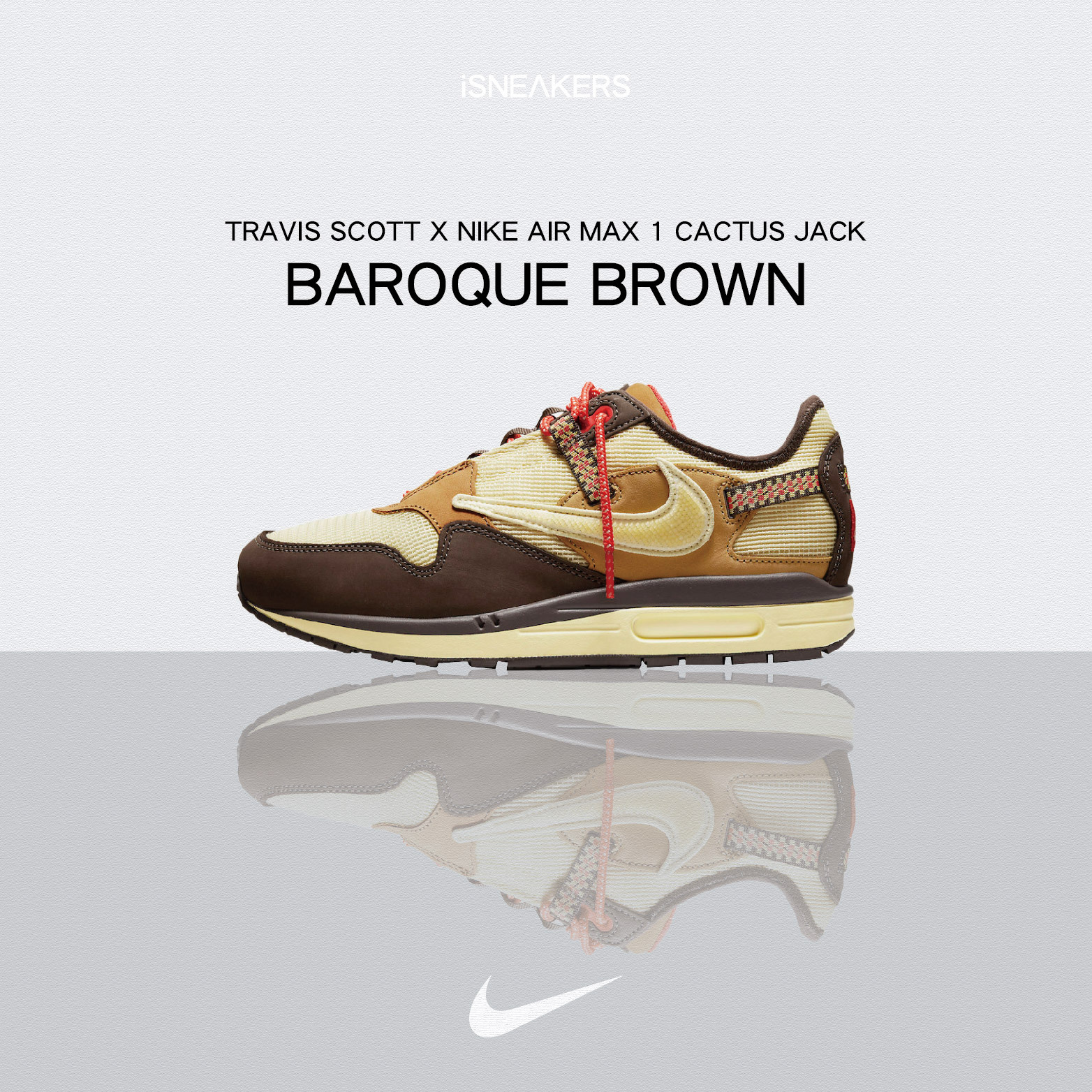 iSNEAKERS｜Travis Scott x Nike Air Max 1 Cactus Jacket "Baroque Brown" 限量聯名倒勾棕色 DO9392-200