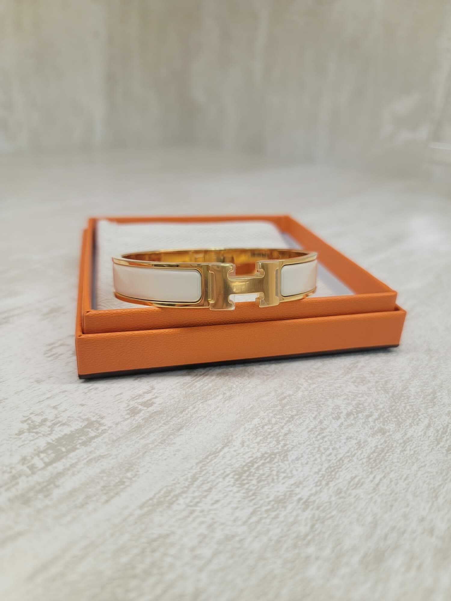 HERMES Clic H BRACELET crème F 奶白/金 手鐲