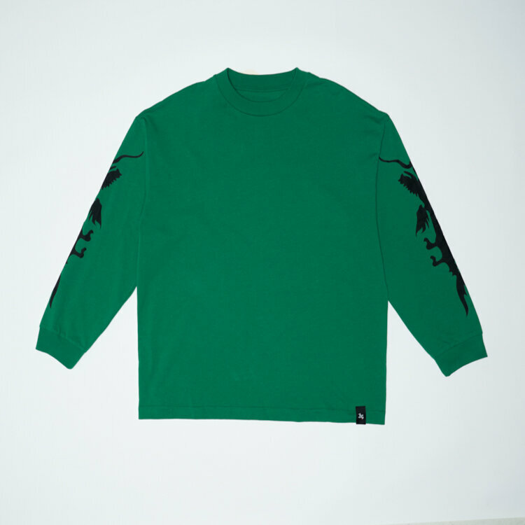 Long Sleeves Neither fish nor fowl Print Tee (Emerald Green)