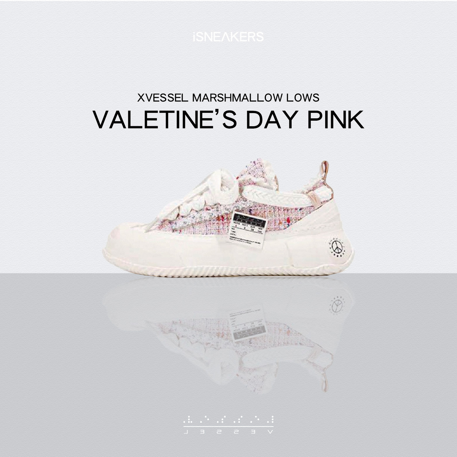 iSNEAKERS｜xVESSEL Marshmallow Lows "Valetine's Day Pink" 解構鞋 附3組鞋帶 粉色 珍珠 S22X47P