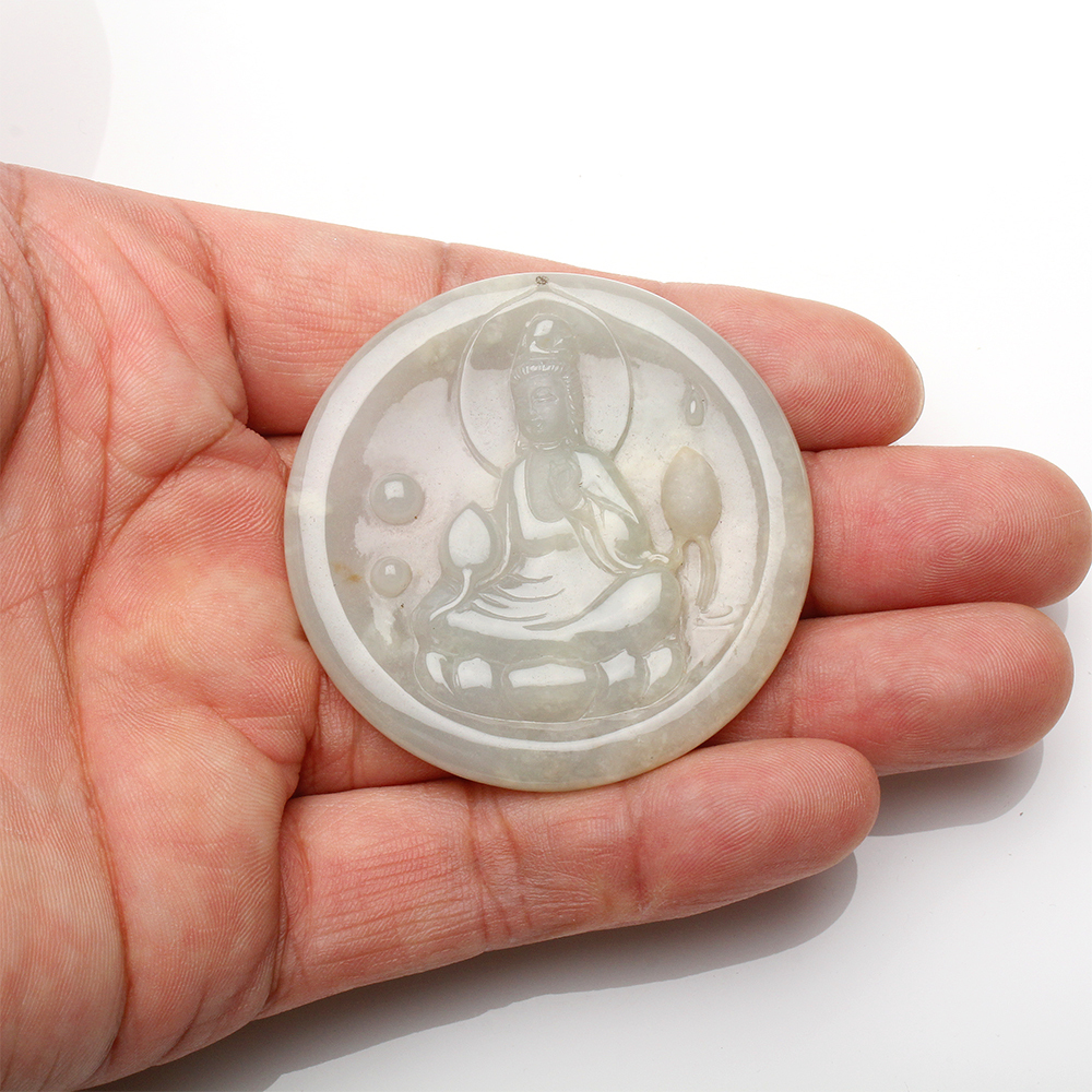 【雅紅珠寶】天然金黃翡翠項鍊-觀世音菩薩-臥蓮觀音-N0349