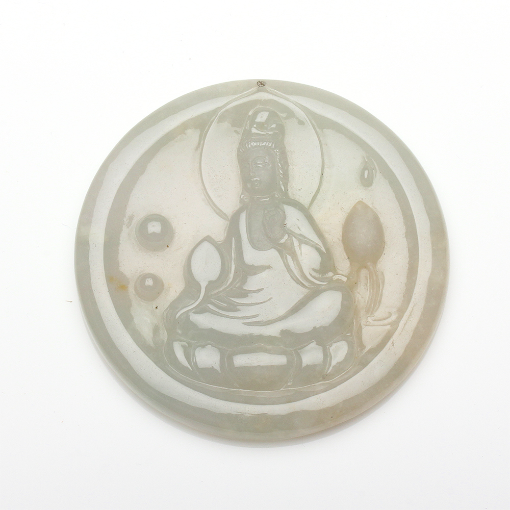 【雅紅珠寶】天然金黃翡翠項鍊-觀世音菩薩-臥蓮觀音-N0349