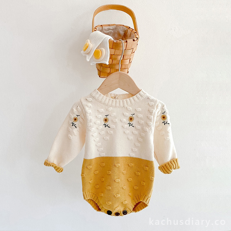 Sunflower knitting bodysuit