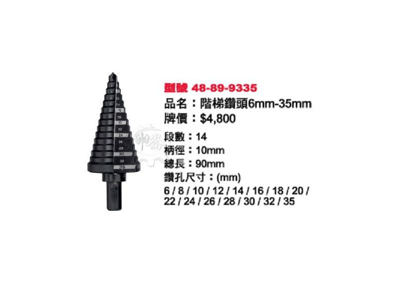 ＊中崙五金【附發票】美沃奇美國高速鋼 圓柄階梯鑽頭 (6mm-35mm) 48-89-9335