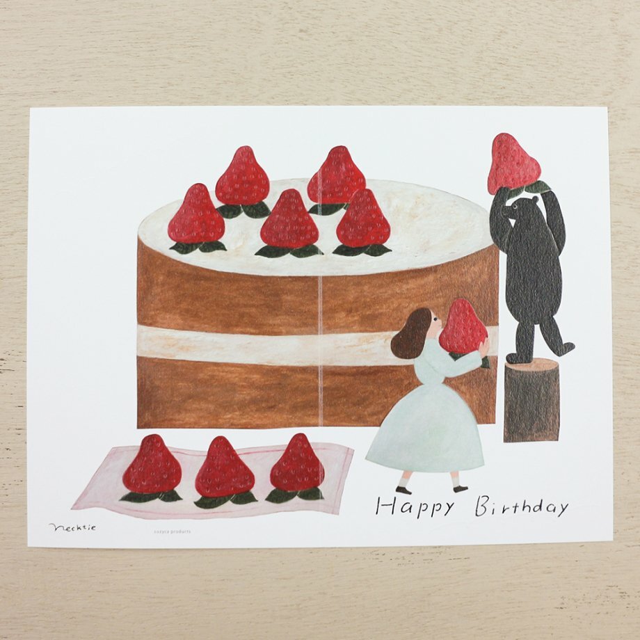 領帶：草莓蛋糕 生日卡片｜日本表現社