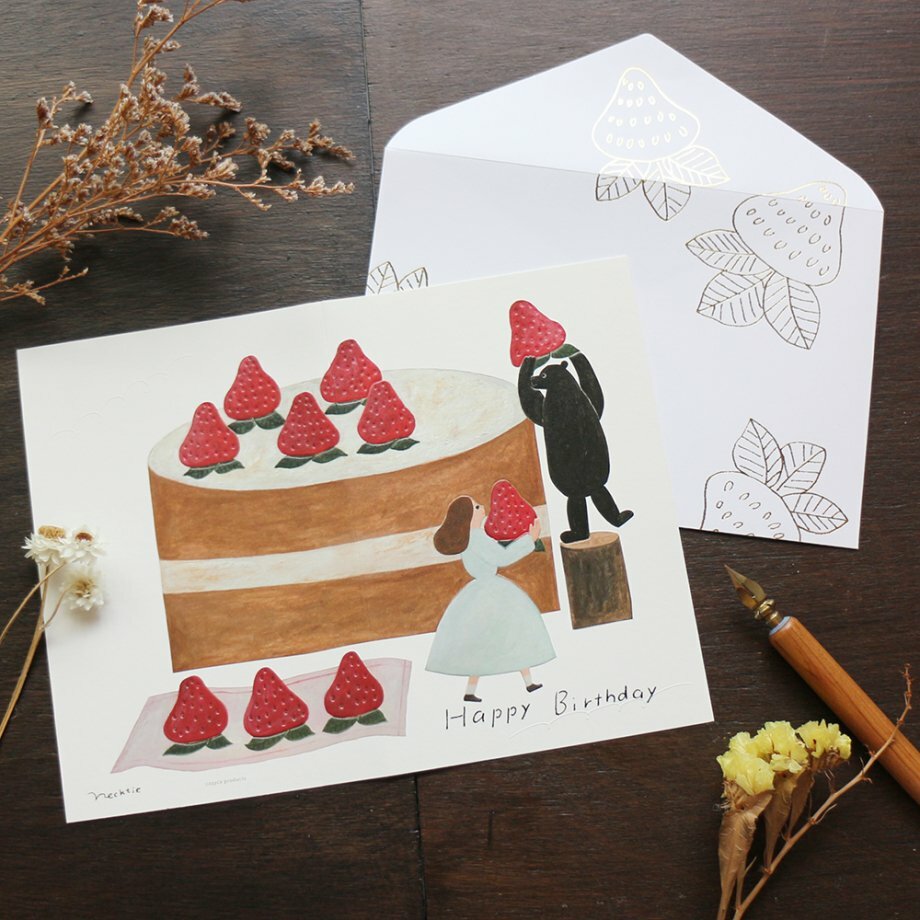 領帶：草莓蛋糕 生日卡片｜日本表現社