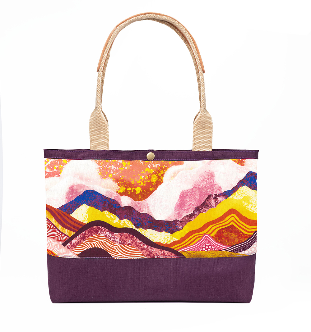 水彩山水畫-紅色系(一尺)數位印刷，8N帆布布底