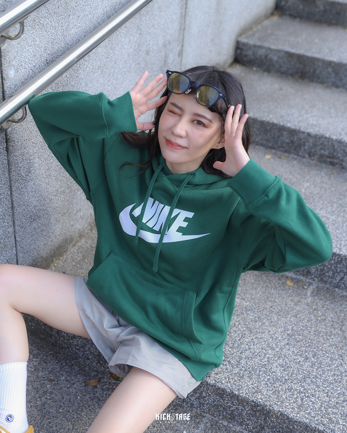 *特價商品售出不退換*男女款 NIKE NSW CLUB HOODIE PO BB GX 巧克力 BV綠 字勾 大勾 基本款 內刷毛 連帽 帽T【BV2974-341】BVG