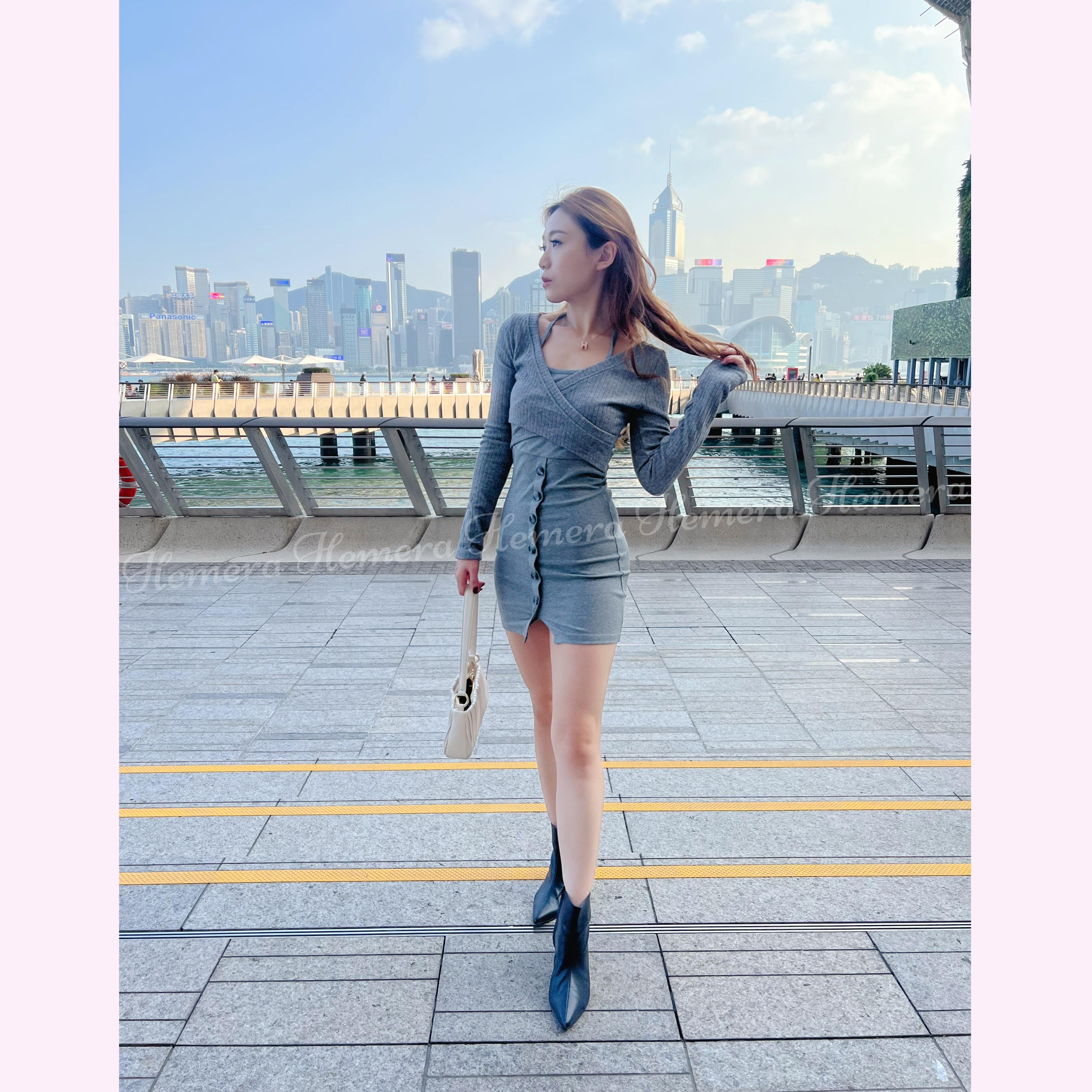 IN STOCK: Halloween Collection: 假兩件交叉胸位貼身連身裙 DR22S1013