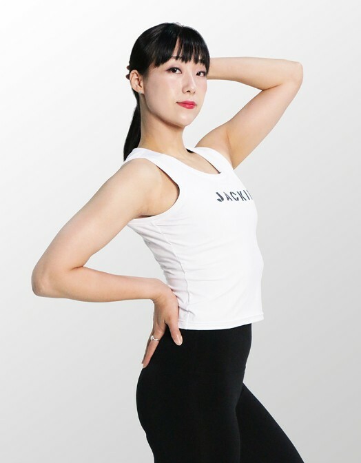 JACKIE白色圓領無袖運動背心