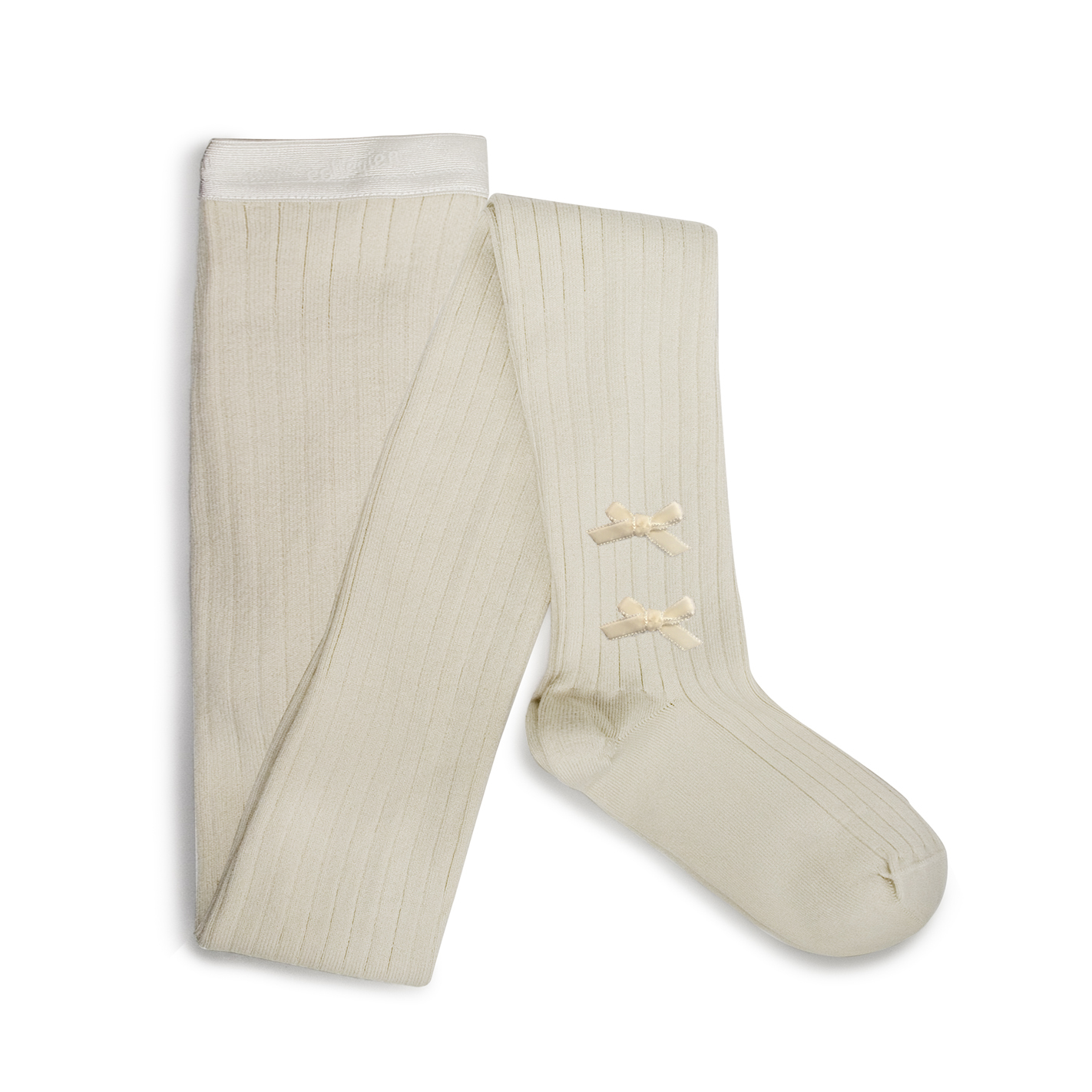 COLLÉGIEN - Capucine Ribbed Tights with Velvet Bows（Doux Agneaux）