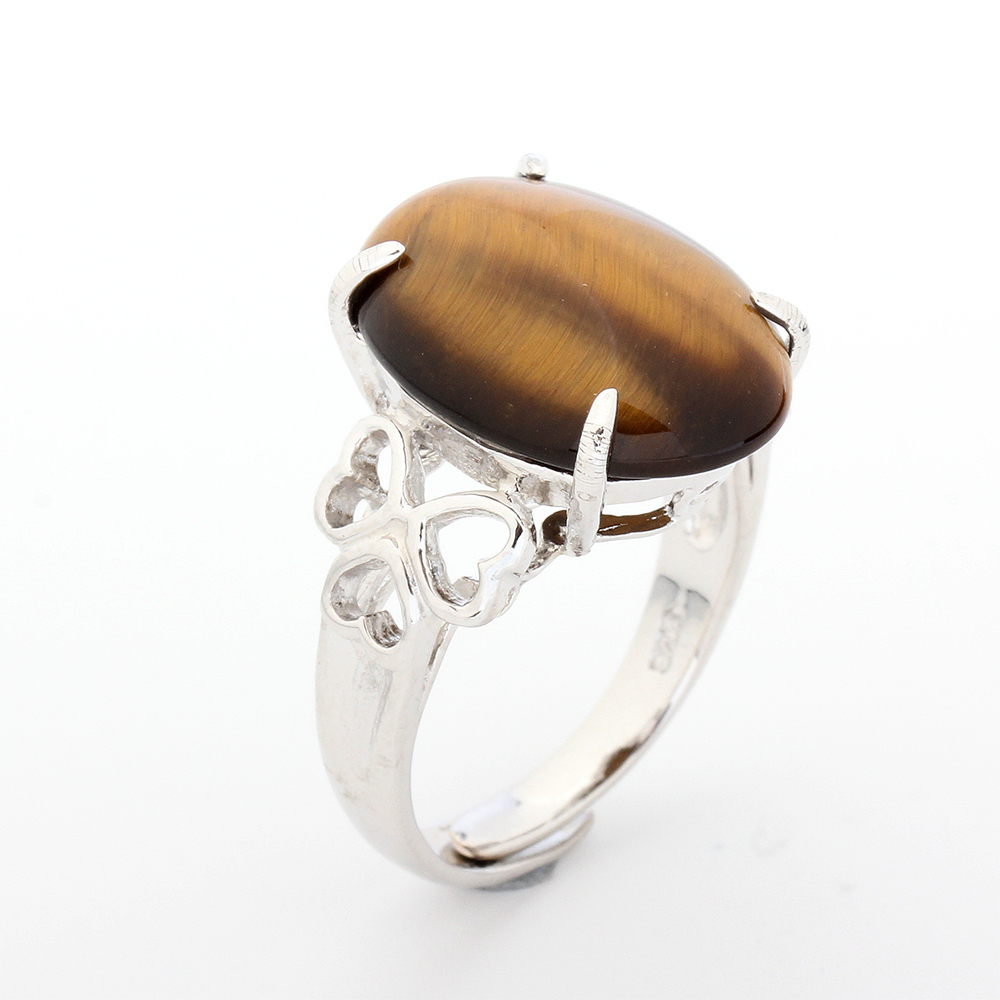 【雅紅珠寶】天然黃金虎眼石戒指-925銀飾-萬事遂心-活圍設計-N0425