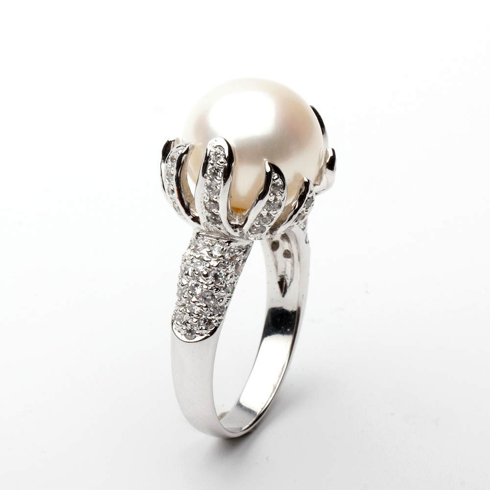 【雅紅珠寶】天然珍珠戒指-925銀飾-鳥語花香-R0428