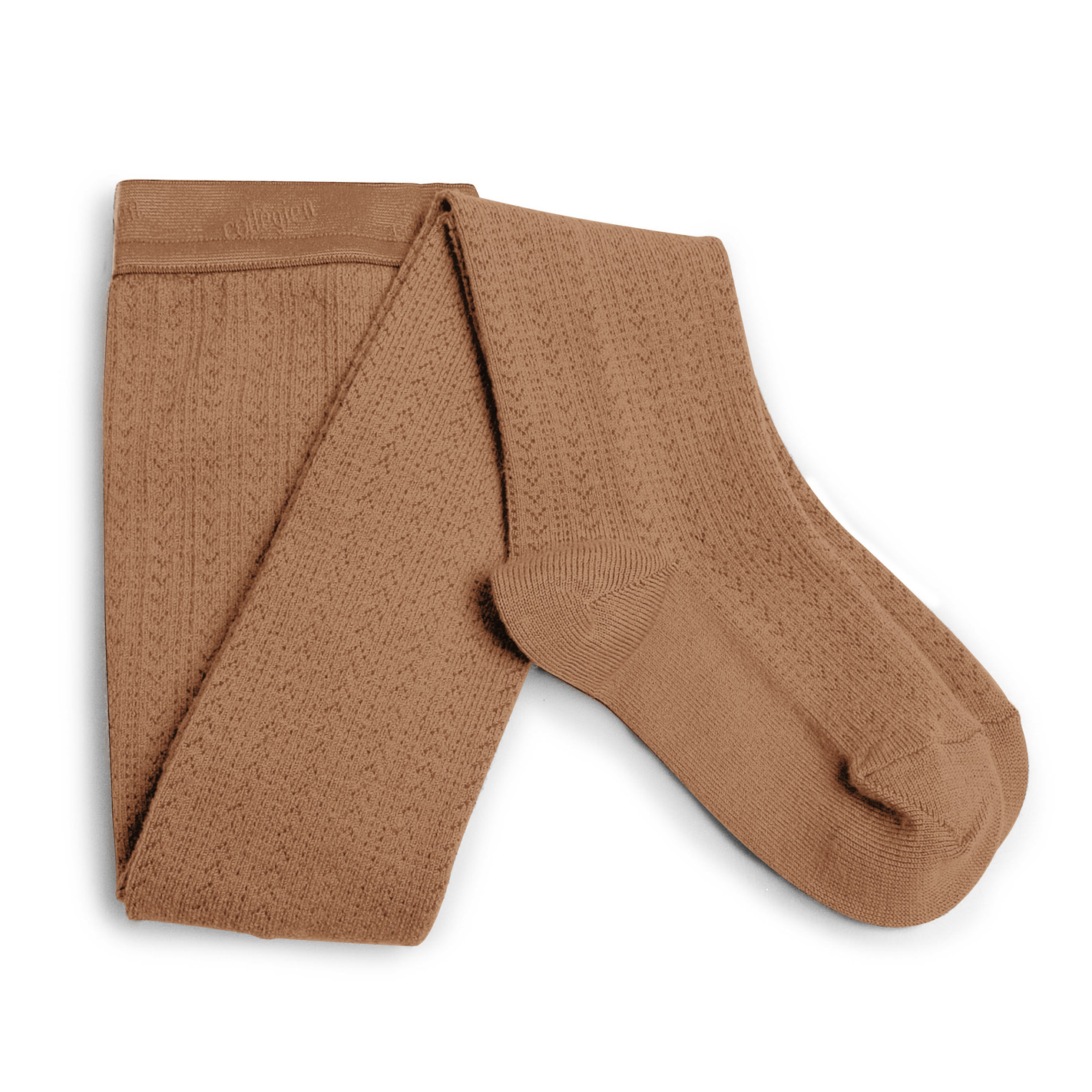 COLLÉGIEN - Angelique Pointelle Merino Wood Tights（Caramel au Beurre Sale）