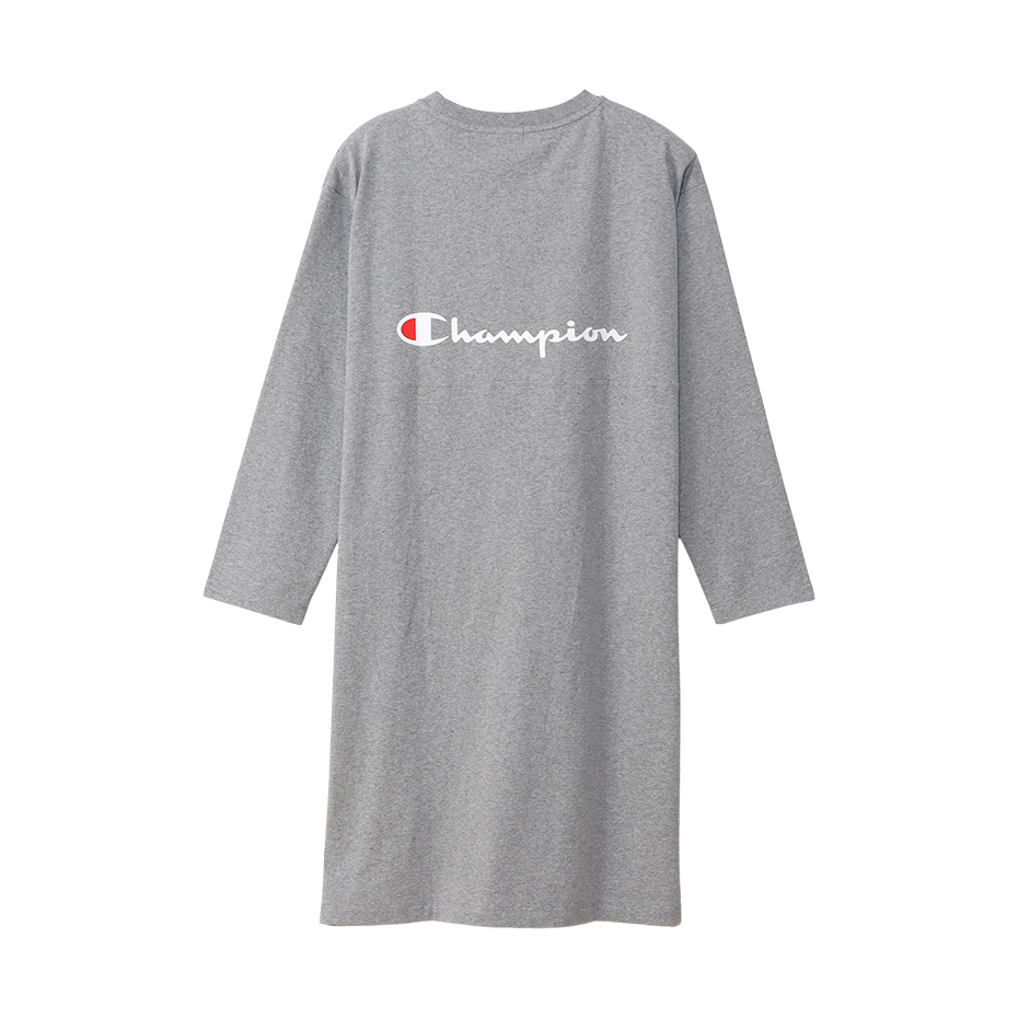 女款 -草寫LOGO口袋連身洋裝-灰色（CW-W407-040）