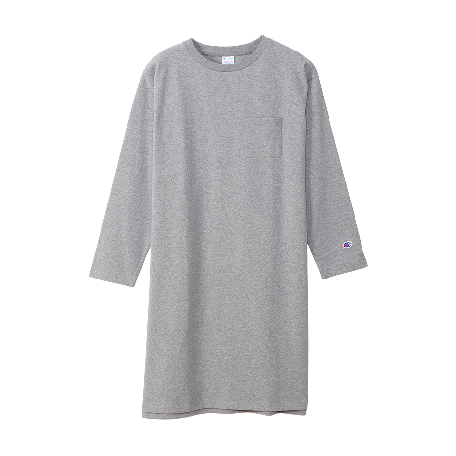 女款 -草寫LOGO口袋連身洋裝-灰色（CW-W407-040）