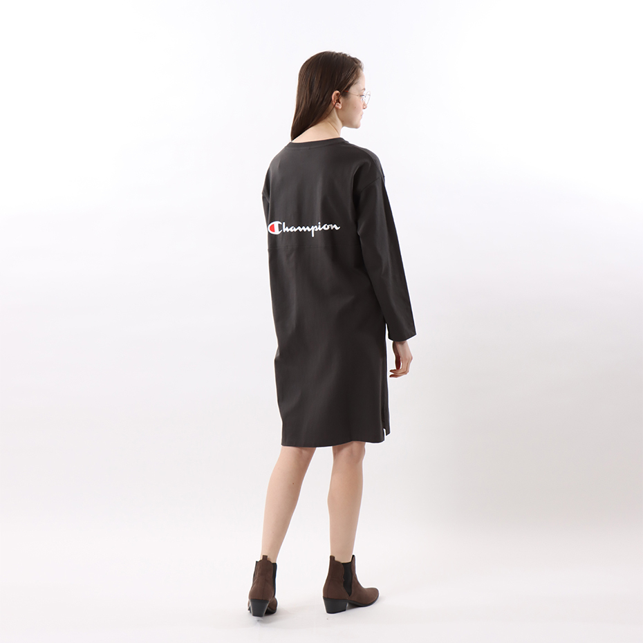 女款 -草寫LOGO口袋連身洋裝-黑色（CW-W407-055）