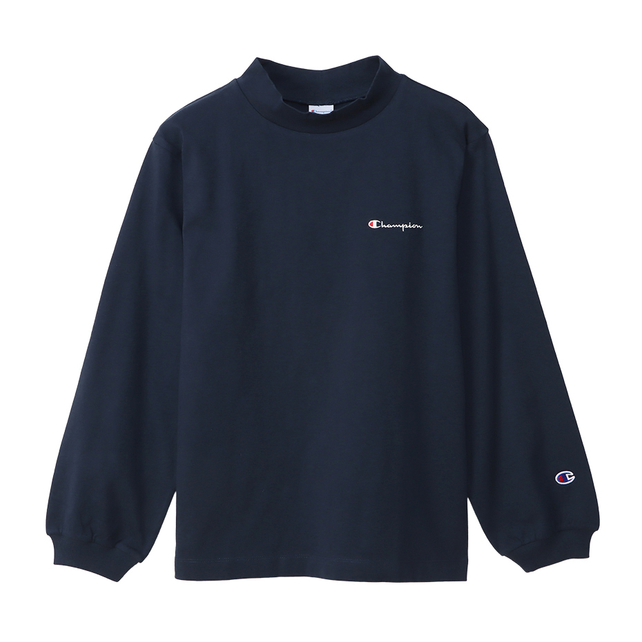 女款 -CASUAL刺繡LOGO 微高領長袖上衣-深藍（CW-W410-370）