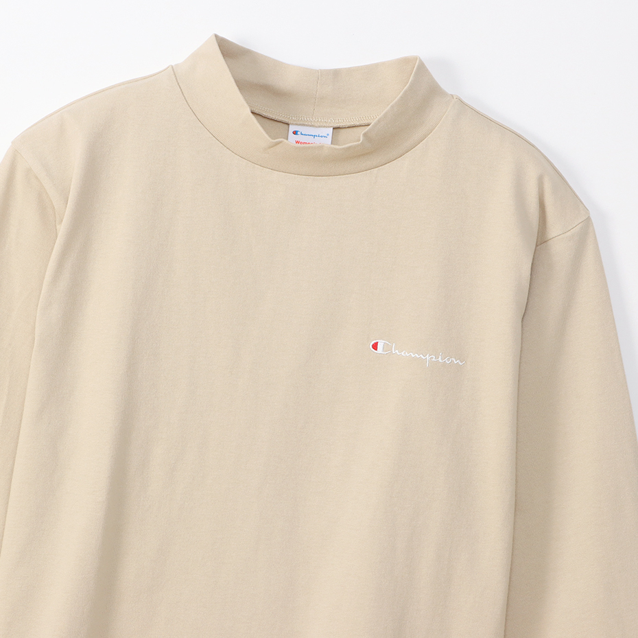 女款 刺繡LOGO 微高領長袖上衣-卡其（CW-W410-790）