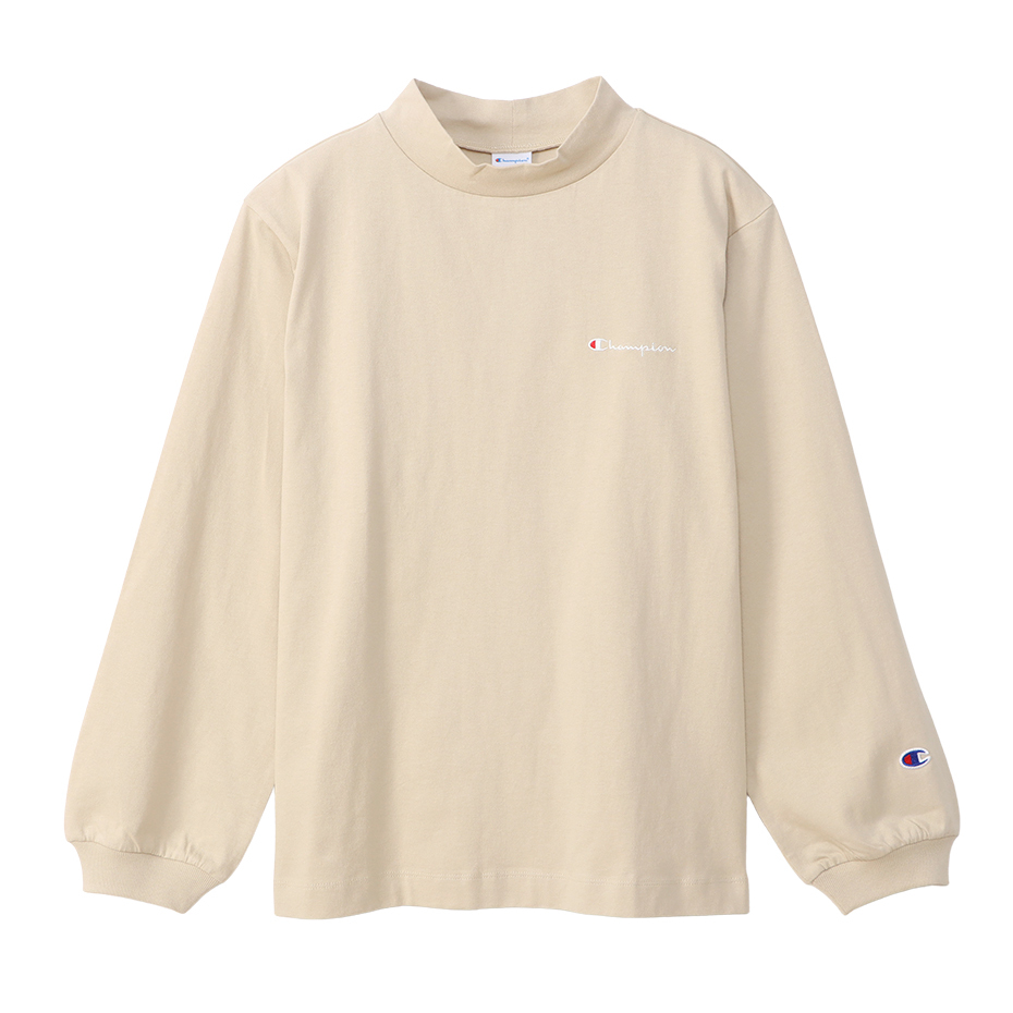 女款 刺繡LOGO 微高領長袖上衣-卡其（CW-W410-790）