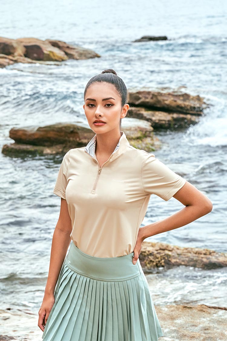 小高印花領女衫-米