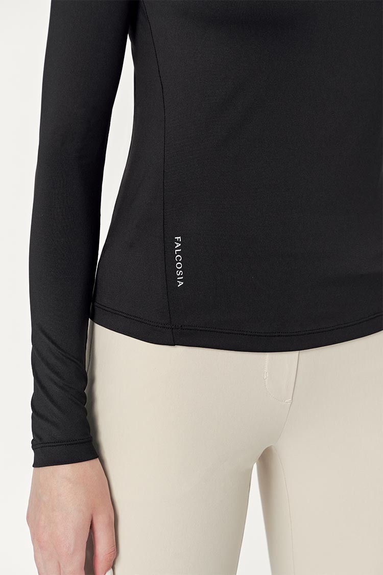 抓皺設計內搭女上衣-黑