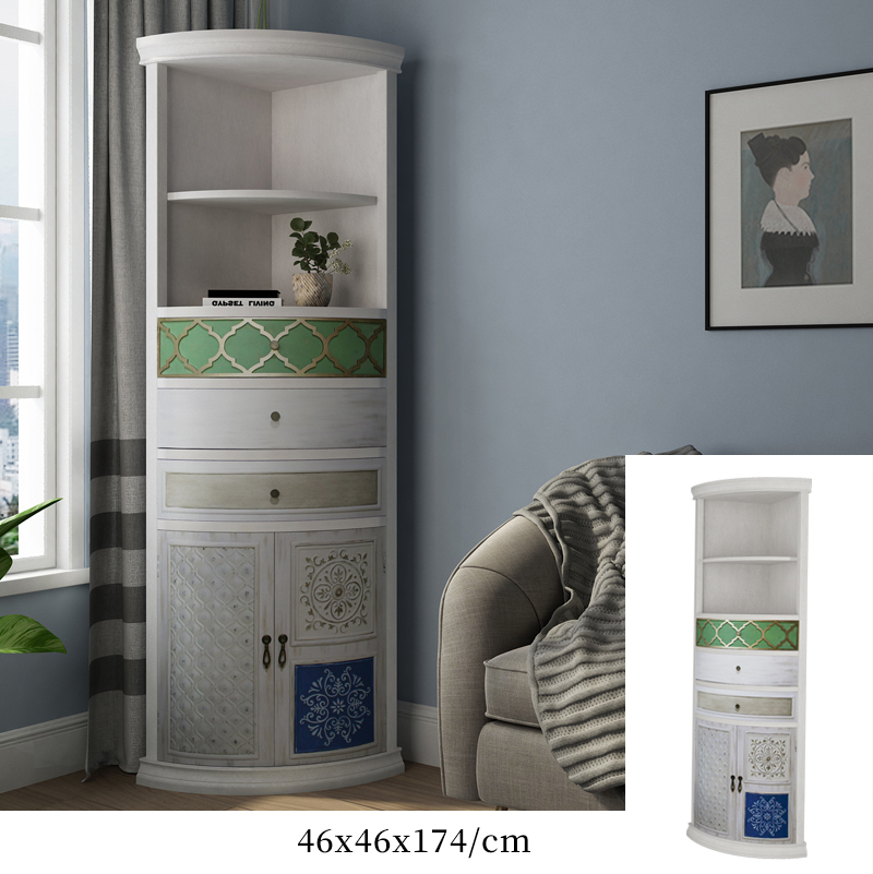 白色藝術三角邊櫃