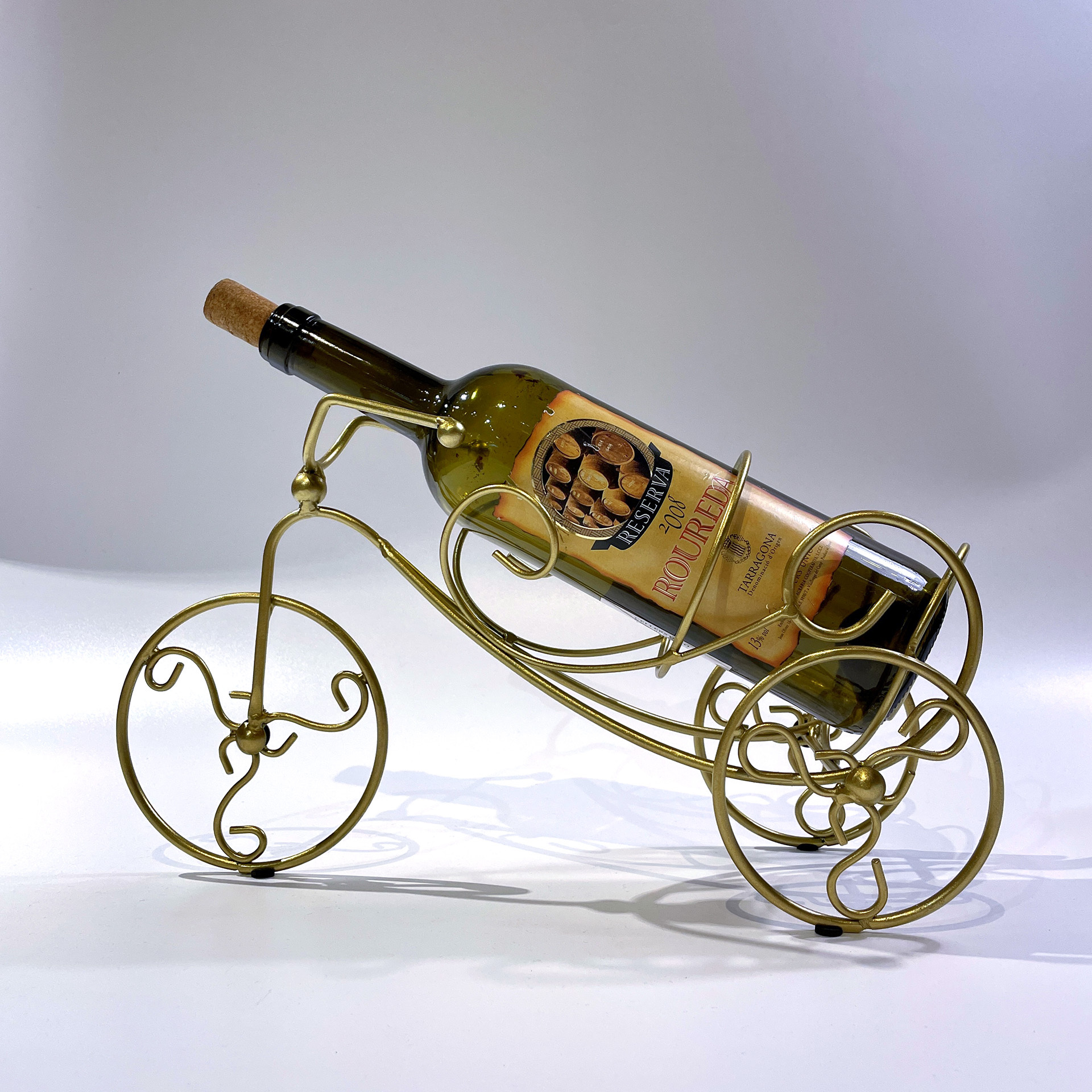 金色腳踏車紅酒架