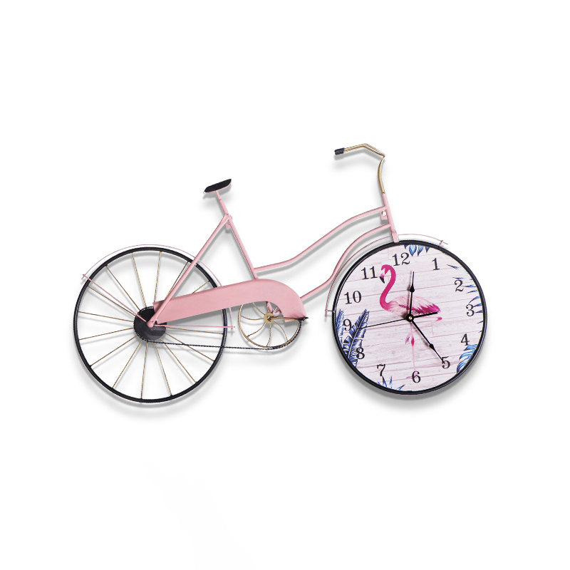 自行車掛鐘-粉