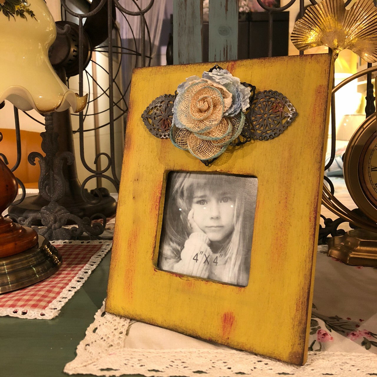 仿古長方玫瑰花相框