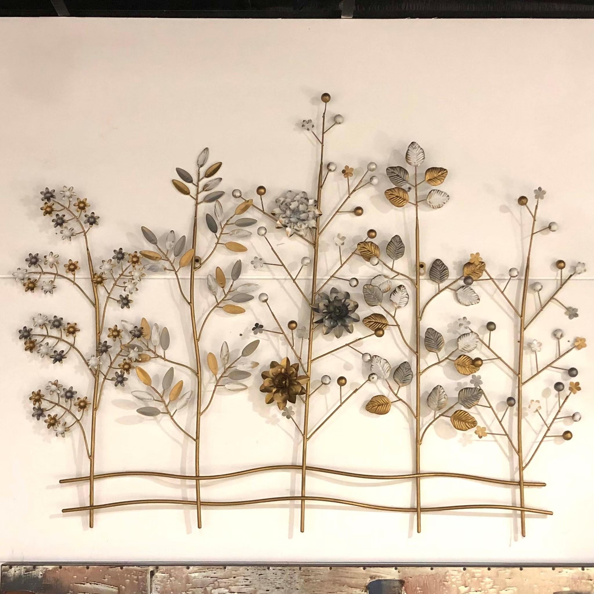 鐵藝金色花果連蔓壁飾