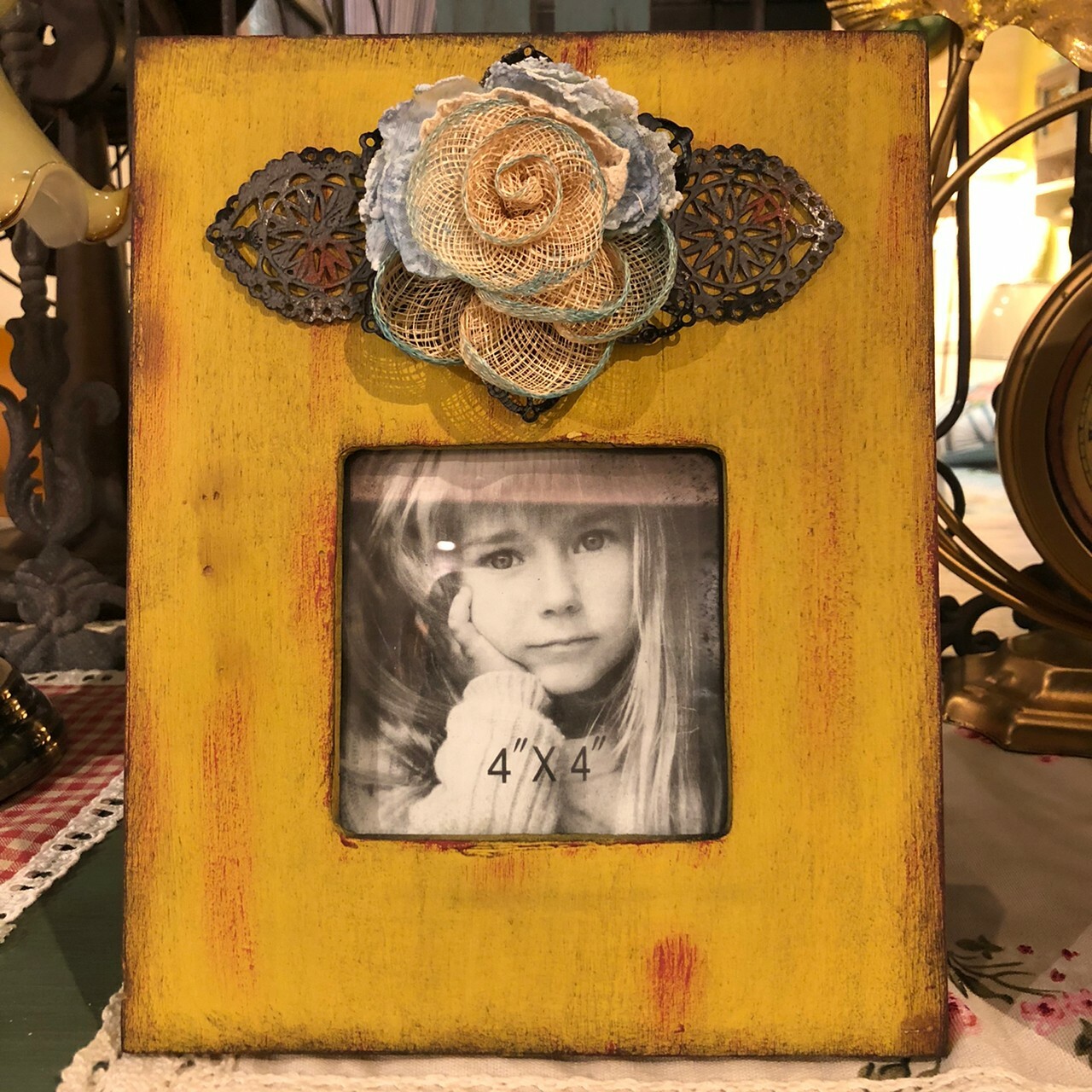 仿古長方玫瑰花相框