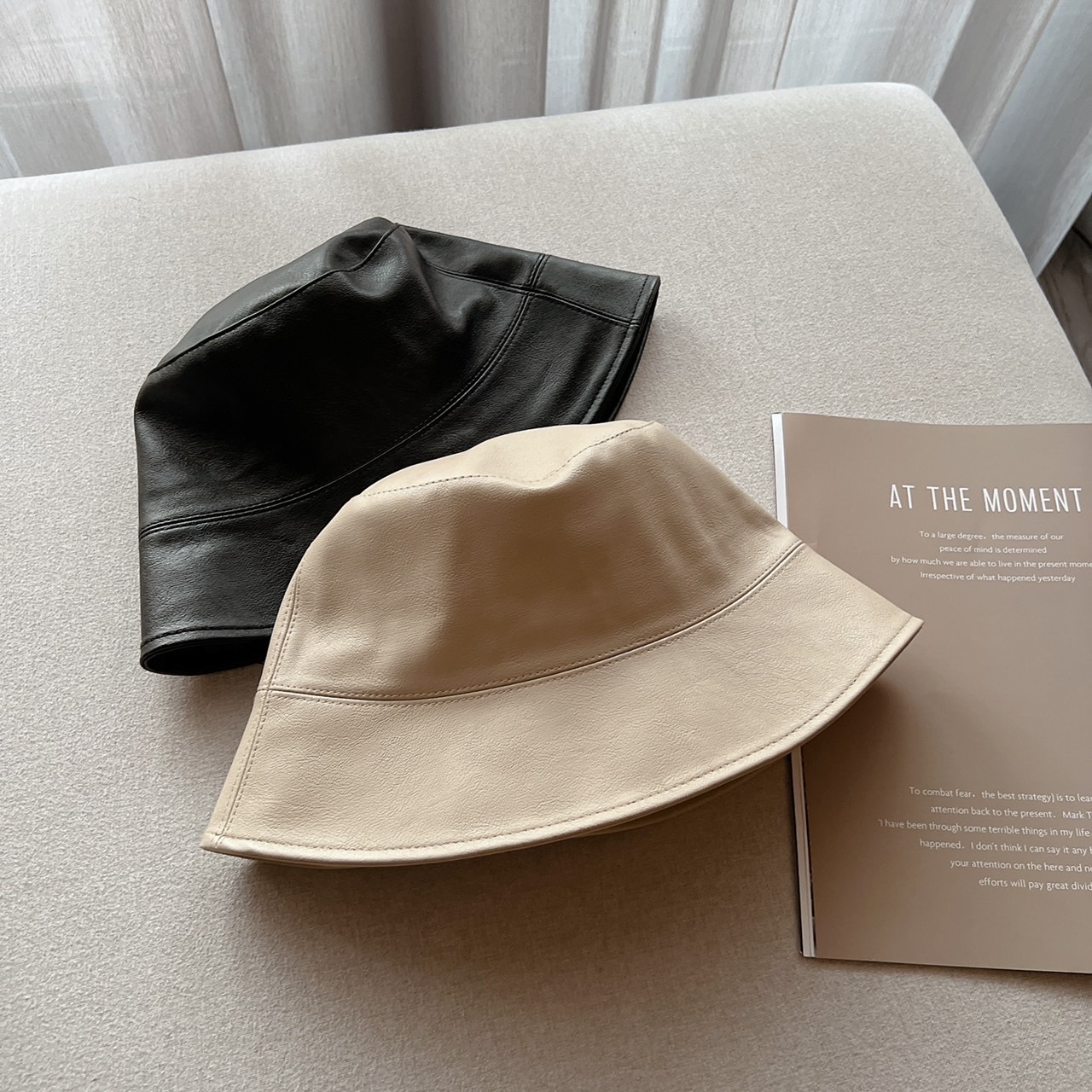 韓版皮革漁夫帽/二色