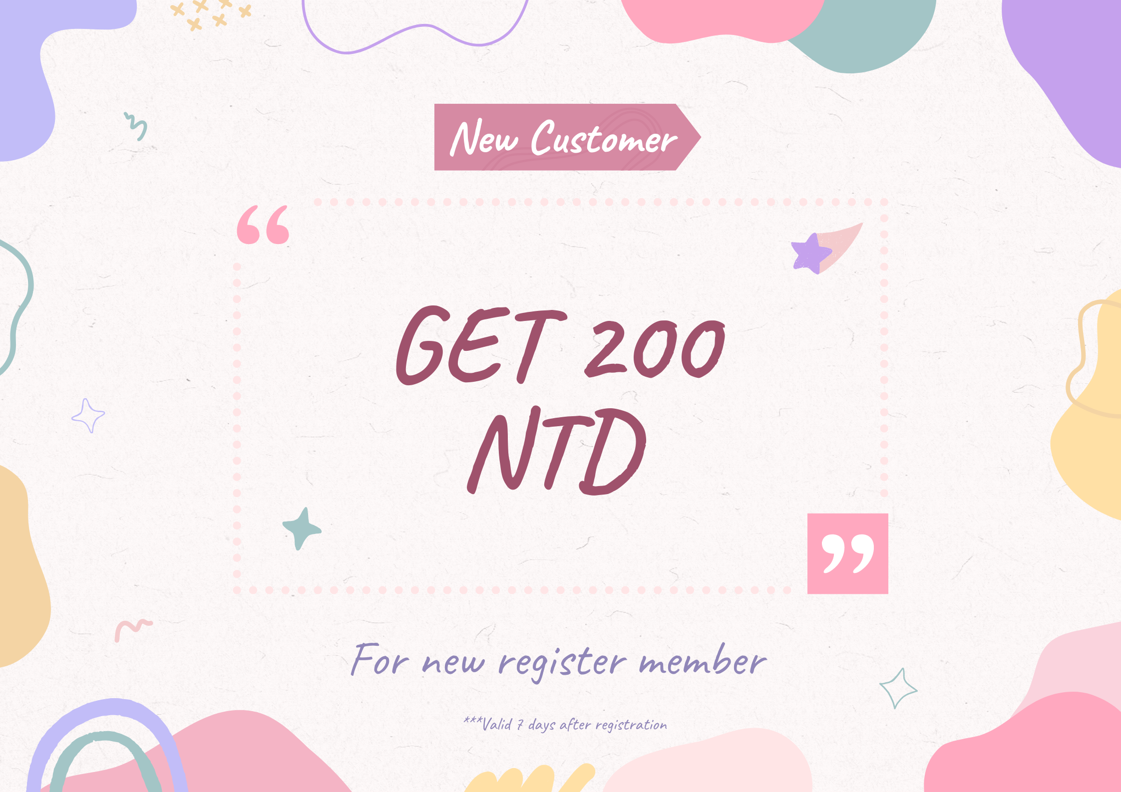New member registration get 200 NTD
