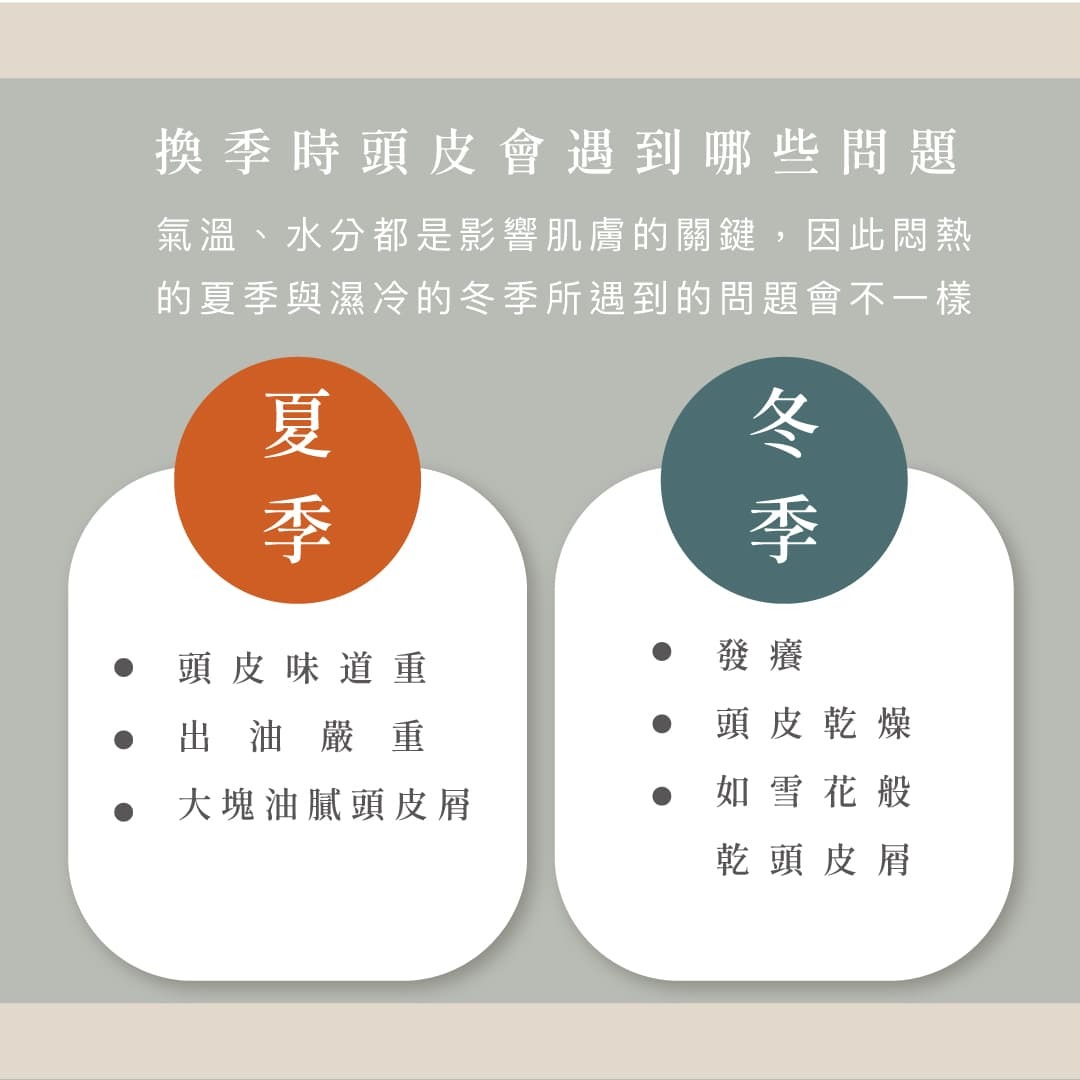 夏季與冬季頭皮產生的問題比較